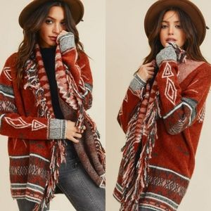 New  Tribal Fringe Cardigan